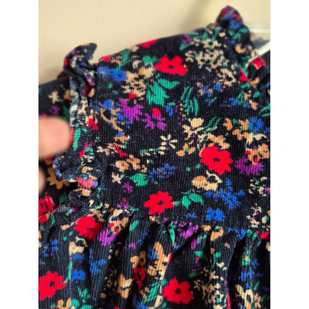 Baby Gap Girls Navy Floral Corduroy Ruffle Long Sleeve Dress 5T Toddler - Picture 5 of 7